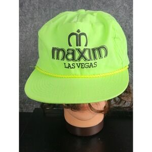 VTG Maxim Las Vegas Neon Green Hat Rope Accent Novelty Casino‎ Souvenir OSFA